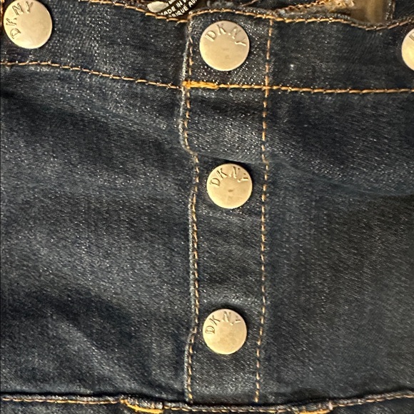 DKNY Kids Dark Blue Denim Overall Skirt with DKNY Silver Buttons. Obviously EUC - Picture 5 of 6